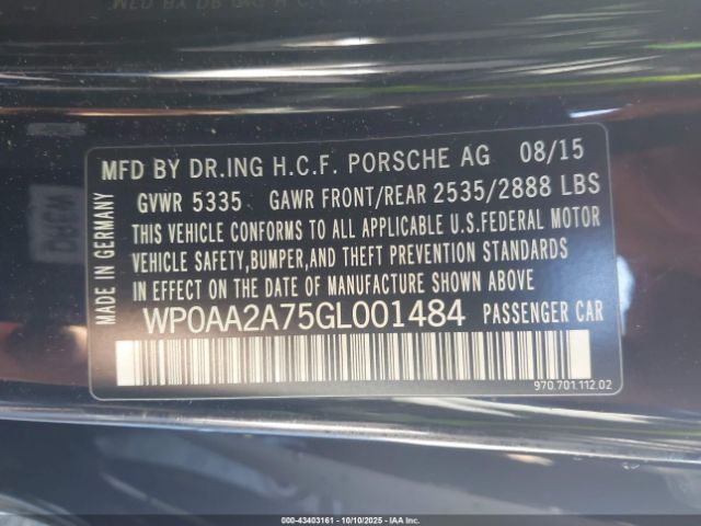 2016 PORSCHE PANAMERA WP0AA2A75GL001484 Photo 8