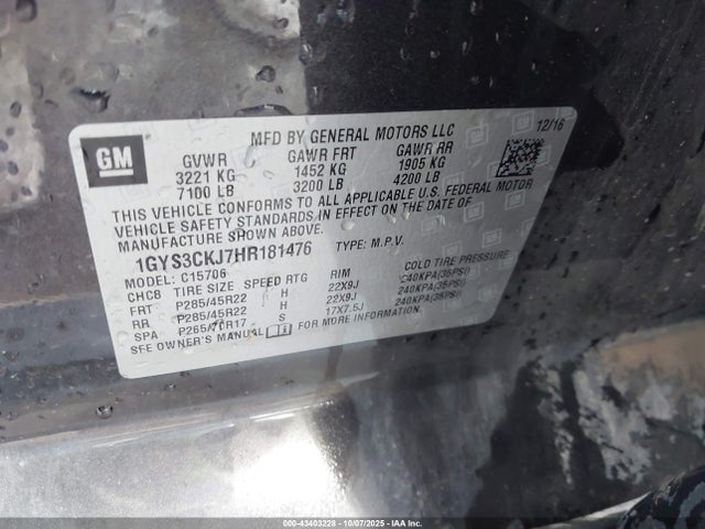 2017 CADILLAC ESCALADE 1GYS3CKJ7HR181476 Photo 8