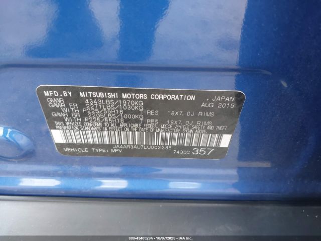 2020 MITSUBISHI OUTLANDER SPORT JA4AR3AU7LU003336 Photo 8