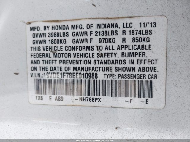 2014 ACURA ILX 19VDE1F78EE010988 Photo 8