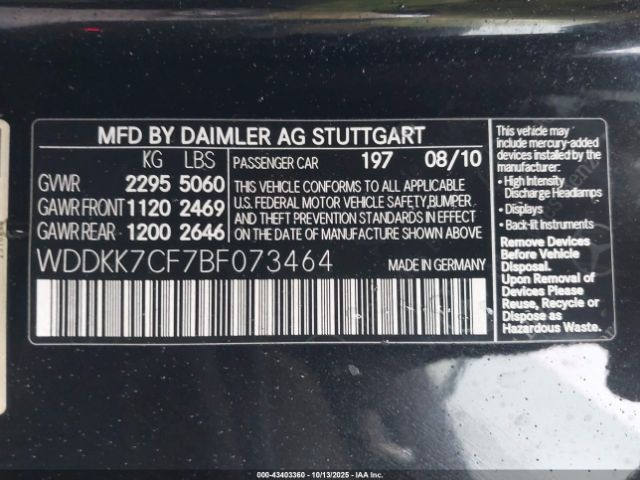 2011 MERCEDES-BENZ E 550 WDDKK7CF7BF073464 Photo 8