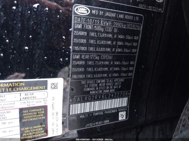 2020 LAND ROVER DISCOVERY SALRG2RV6L2422708 Photo 8