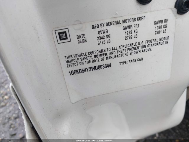 1998 CADILLAC DEVILLE 1G6KD54Y2WU803844 Photo 8