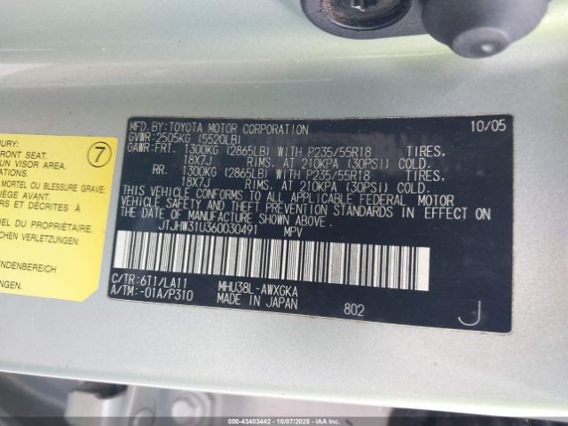 2006 LEXUS RX 400H JTJHW31U360030491 Photo 8