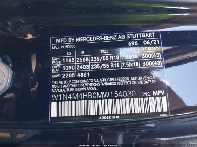 2021 MERCEDES-BENZ GLB 250 W1N4M4HB0MW154030 Photo 8