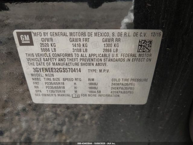 2016 CADILLAC SRX 3GYFNEE32GS570414 Photo 8