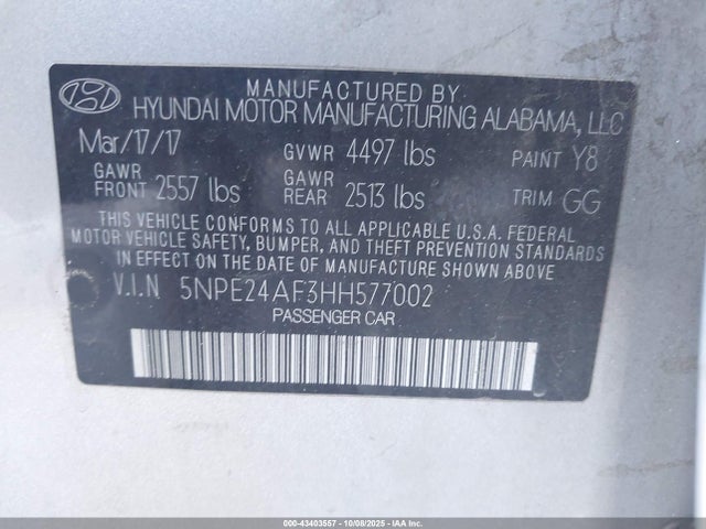 Hyundai Sonata 2017 5NPE24AF3HH577002 Image 9
