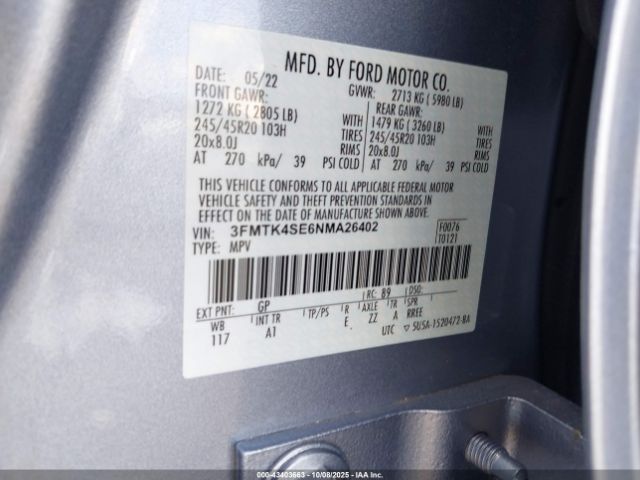 2022 FORD MUSTANG MACH-E 3FMTK4SE6NMA26402 Photo 8