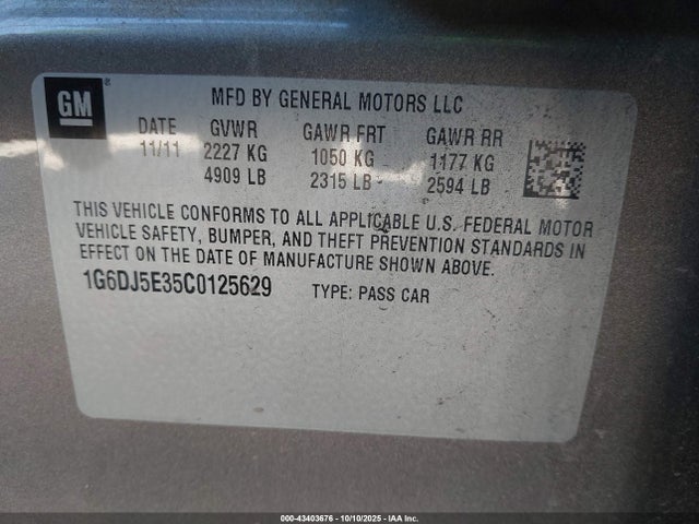 2012 CADILLAC CTS 1G6DJ5E35C0125629 Photo 8