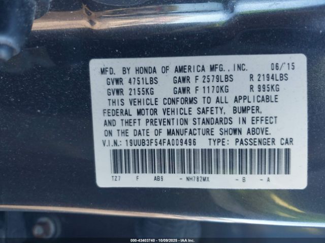 2015 ACURA TLX 19UUB3F54FA009496 Photo 8