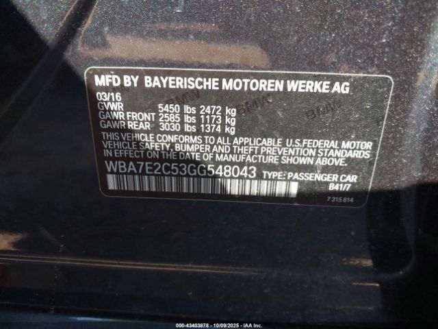 2016 BMW 740I WBA7E2C53GG548043 Photo 8