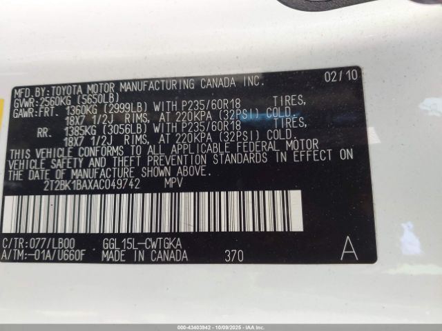 2010 LEXUS RX 350 2T2BK1BAXAC049742 Photo 8