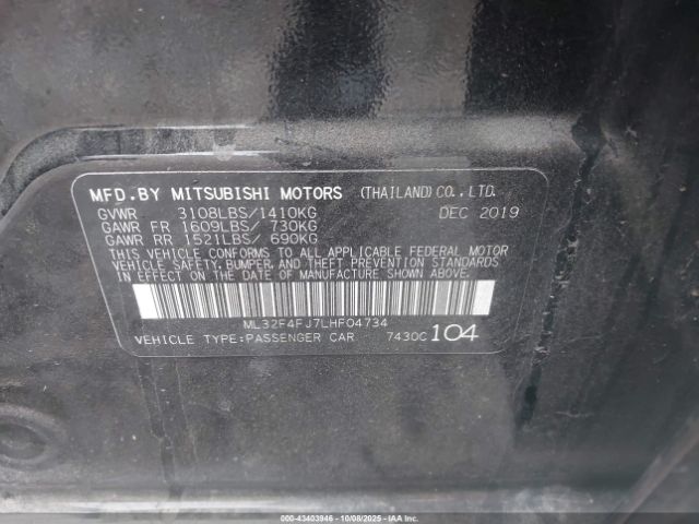 2020 MITSUBISHI MIRAGE G4 ML32F4FJ7LHF04734 Photo 8