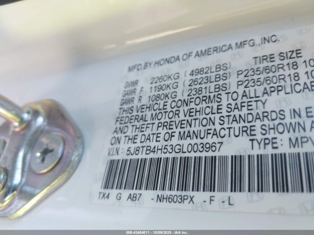 2016 ACURA RDX 5J8TB4H53GL003967 Photo 8