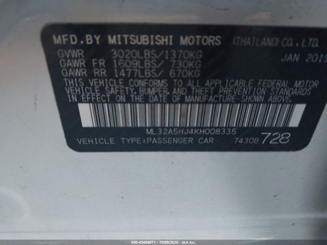 2019 MITSUBISHI MIRAGE ML32A5HJ4KH008335 Photo 8