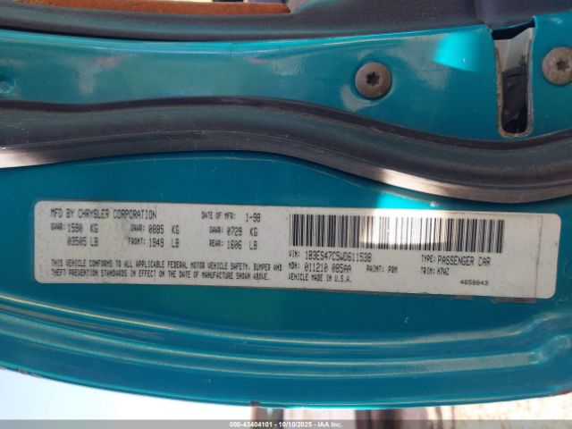 1998 DODGE NEON 1B3ES47C5WD611538 Photo 8
