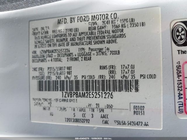 2014 FORD MUSTANG 1ZVBP8AM2E5251226 Photo 8