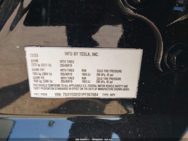 2023 TESLA MODEL Y 7SAYGDED1PF967684 Photo 8