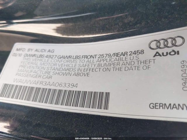 2010 AUDI S5 WAUVVAFR3AA063394 Photo 8