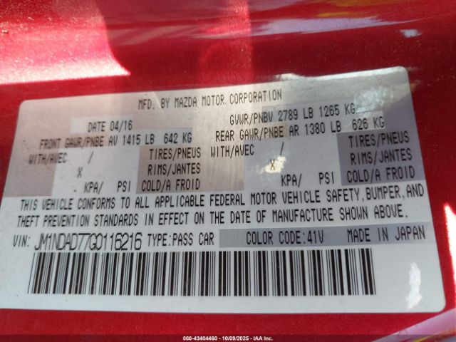 2016 MAZDA MX-5 MIATA JM1NDAD77G0116216 Photo 8