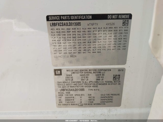 Продажа на аукционе авто 2020 Buick Envision Fwd Essence, vin: LRBFXCSA0LD013985, номер лота: 43404507