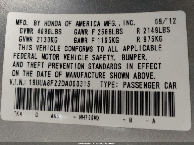 2013 ACURA TL 19UUA8F22DA000315 Photo 8