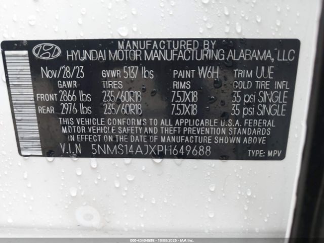 2023 HYUNDAI SANTA FE 5NMS14AJXPH649688 Photo 8