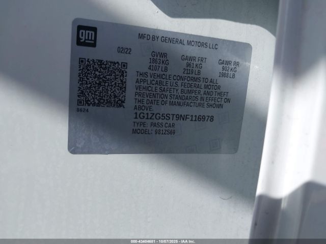 2022 CHEVROLET MALIBU 1G1ZG5ST9NF116978 Photo 8