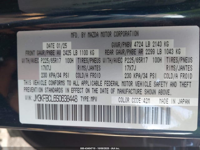 Mazda py 2025 JM3KFBCL6S0638448 Image 9