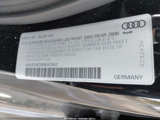 2014 AUDI S6 WAUF2AFC6EN067642 Photo 8