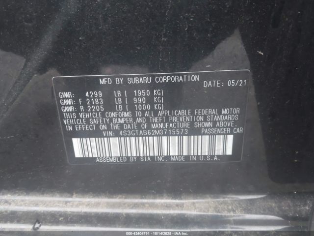 2021 SUBARU IMPREZA 4S3GTAB62M3715573 Photo 8