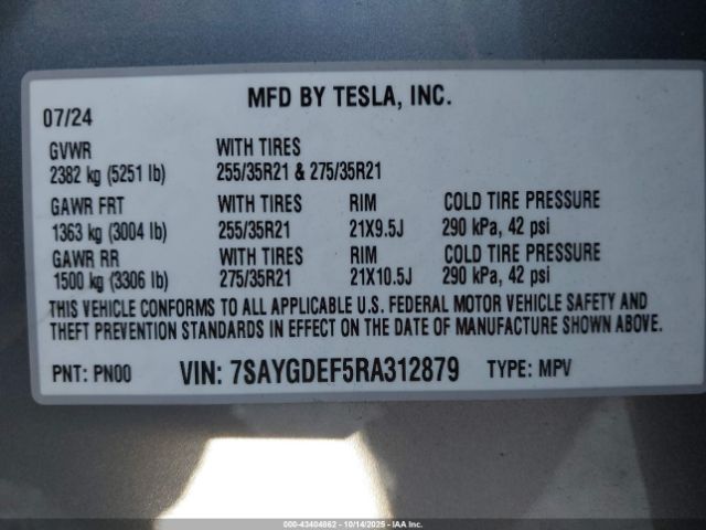 2024 TESLA MODEL Y 7SAYGDEF5RA312879 Photo 8