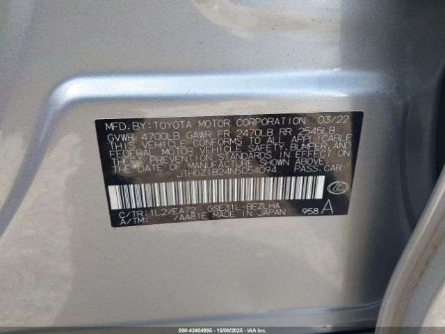 2022 LEXUS IS 350 JTHGZ1B24N5054094 Photo 8