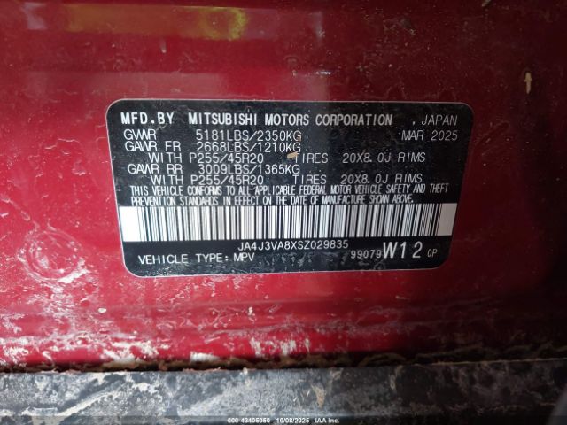 2025 MITSUBISHI OUTLANDER JA4J3VA8XSZ029835 Photo 8