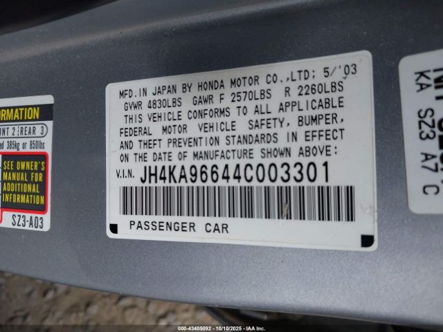 2004 ACURA RL JH4KA96644C003301 Photo 8