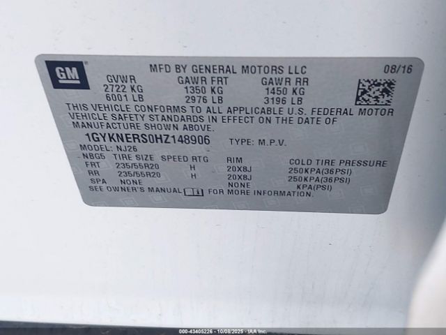 2017 CADILLAC XT5 1GYKNERS0HZ148906 Photo 8
