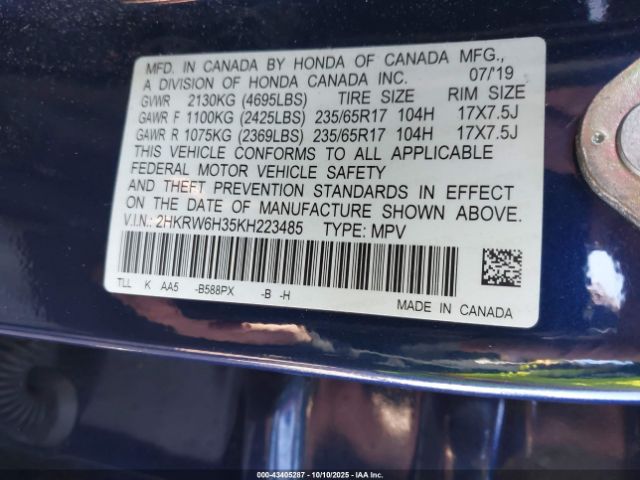 2019 HONDA CR-V 2HKRW6H35KH223485 Photo 8