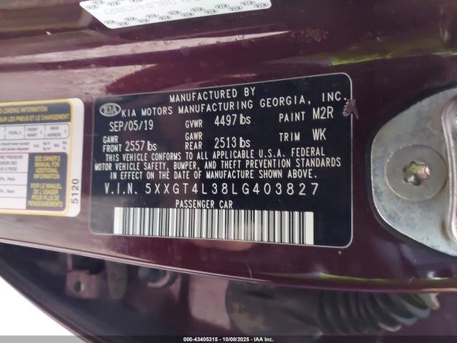 5XXGT4L38LG403827 KIA Optima Lx