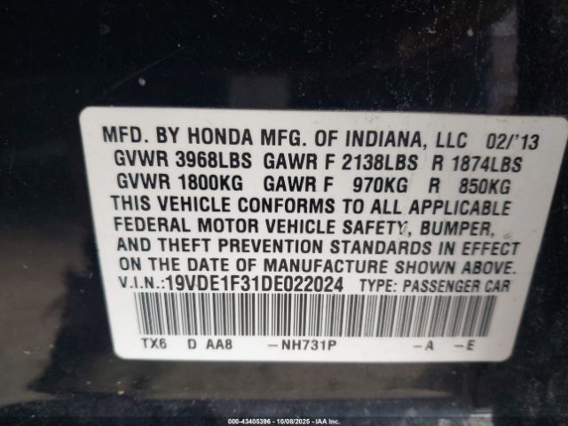 2013 ACURA ILX 19VDE1F31DE022024 Photo 8