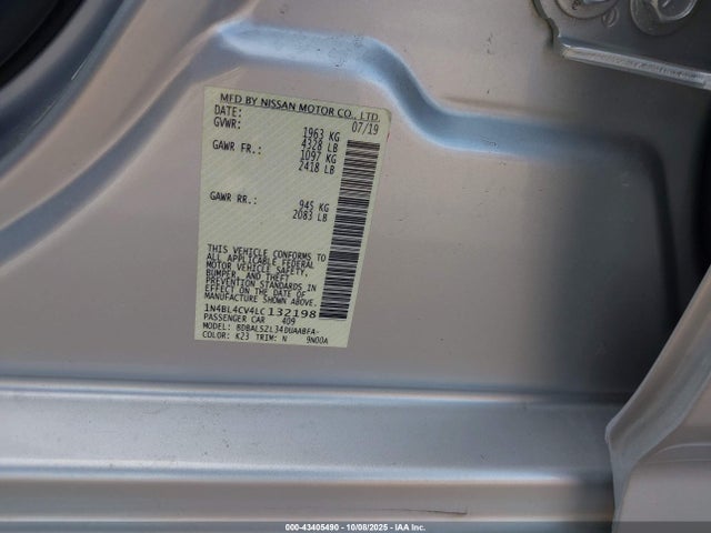 Продаж на аукціоні авто 2020 Nissan Altima Sr Fwd, vin: 1N4BL4CV4LC132198, номер лоту: 43405490