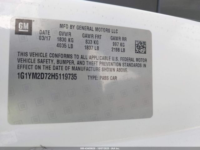 2017 CHEVROLET CORVETTE 1G1YM2D72H5119735 Photo 8