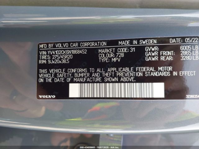 2022 VOLVO XC90 YV4102CK6N1868452 Photo 8