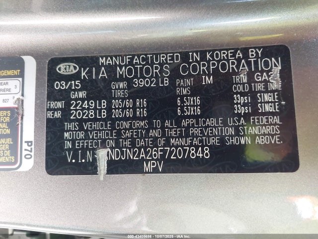KIA dohc gdi gamma 2015 KNDJN2A26F7207848 Image 9