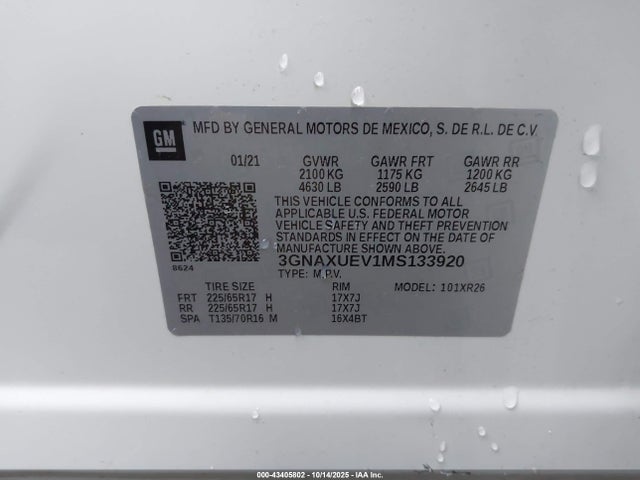 2021 CHEVROLET EQUINOX 3GNAXUEV1MS133920 Photo 8