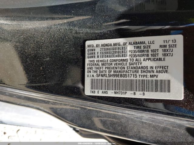 2014 HONDA ODYSSEY 5FNRL5H99EB051715 Photo 8