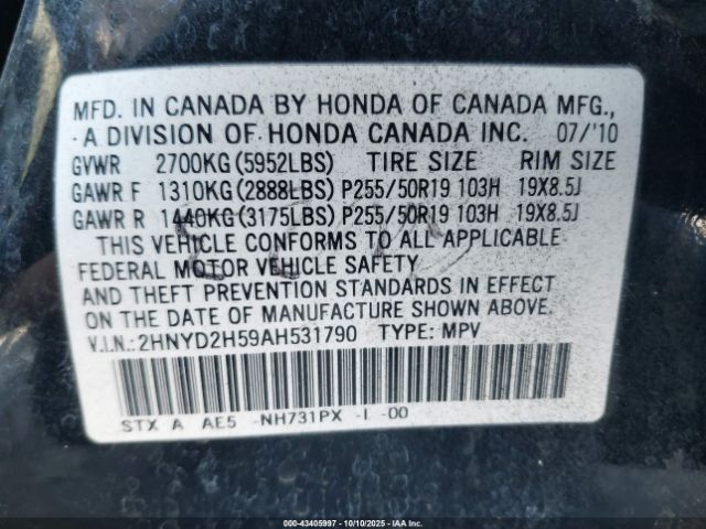 2010 ACURA MDX 2HNYD2H59AH531790 Photo 8