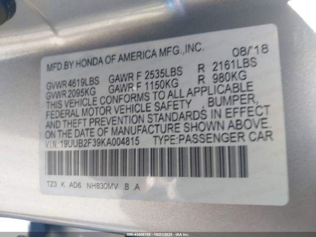 2019 ACURA TLX 19UUB2F39KA004815 Photo 8
