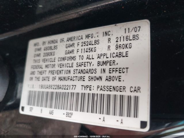 2008 ACURA TL 19UUA66228A022177 Photo 8