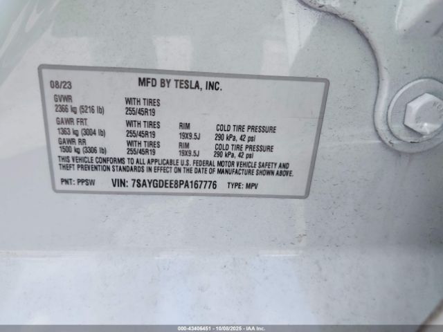 2023 TESLA MODEL Y 7SAYGDEE8PA167776 Photo 8