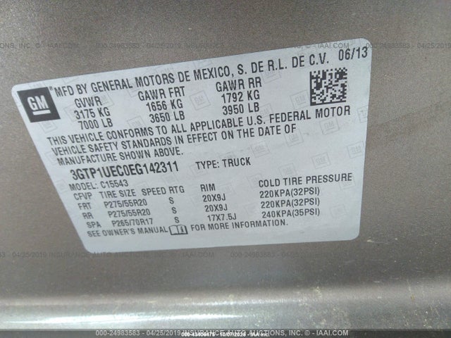 3GTP1UEC0EG142311 GMC Sierra 1500 Sle